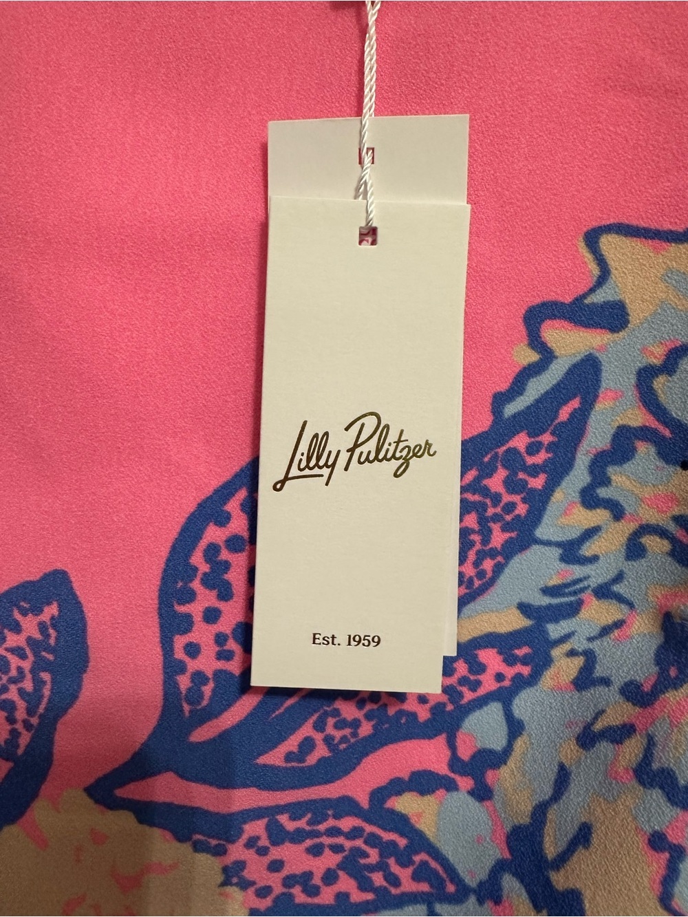 Lilly Pulitzer Pink Floral Shift with Blue Accents - Picture 4 of 6